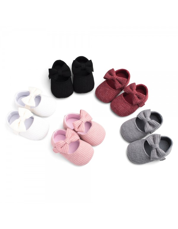 Four seasons hot selling wool bow princess shoes female baby soft soled walking shoes baby shoes g016 