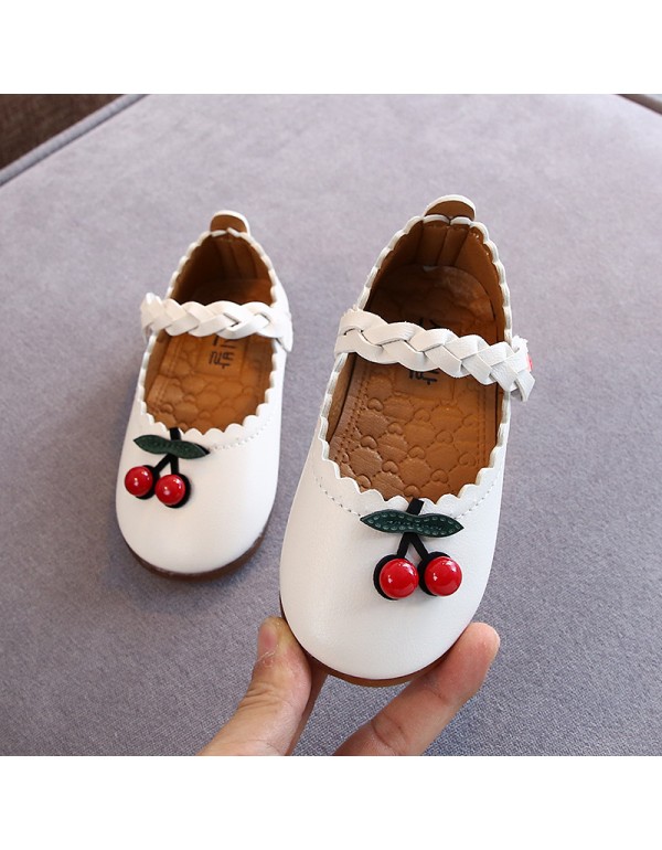 2021 new autumn girls' soft sole shallow mouth single shoes little girls' cherry princess shoes children's princess shoes wholesale 