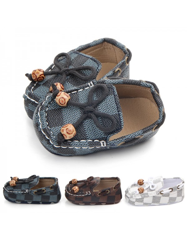 Foreign trade wholesale new classic lattice bean shoes anti slip soft soled baby walking shoes 0-12 months 0945 