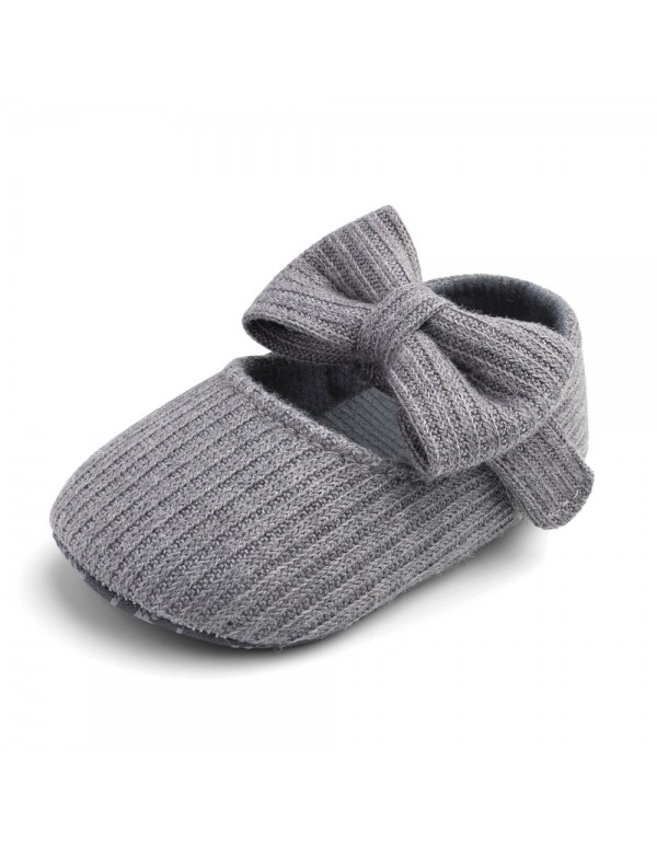 Four seasons hot selling wool bow princess shoes female baby soft soled walking shoes baby shoes g016 