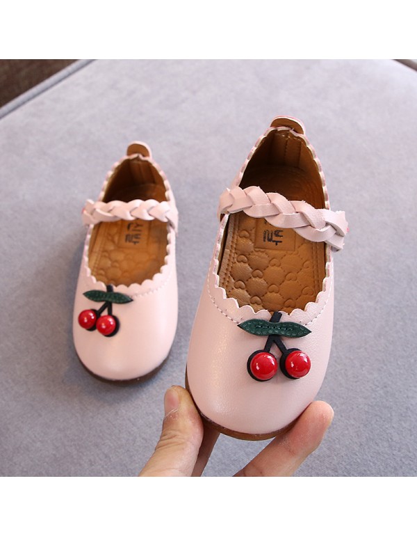 2021 new autumn girls' soft sole shallow mouth single shoes little girls' cherry princess shoes children's princess shoes wholesale 