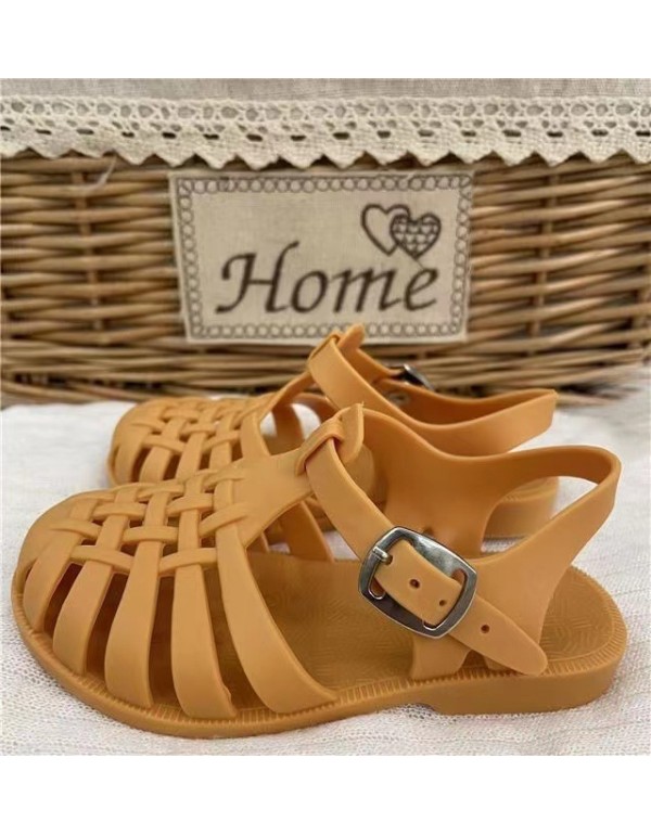 Girls' sandals 2022 new jelly shoes casual children's shoes baby sandals children's Baotou soft soled Roman children's shoes 