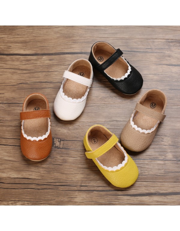 Spring and autumn 0-1 year old girl baby cute princess Velcro anti slip soft sole 3-6-12 month toddler shoes 