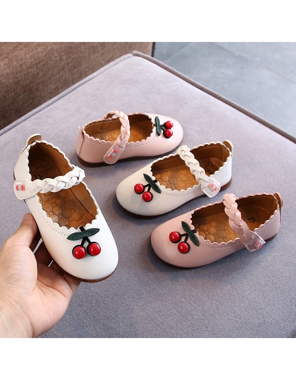 2021 new autumn girls' soft sole shallow mouth single shoes little girls' cherry princess shoes children's princess shoes wholesale 