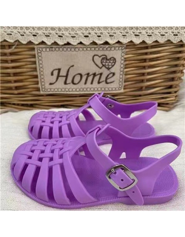 Girls' sandals 2022 new jelly shoes casual children's shoes baby sandals children's Baotou soft soled Roman children's shoes 