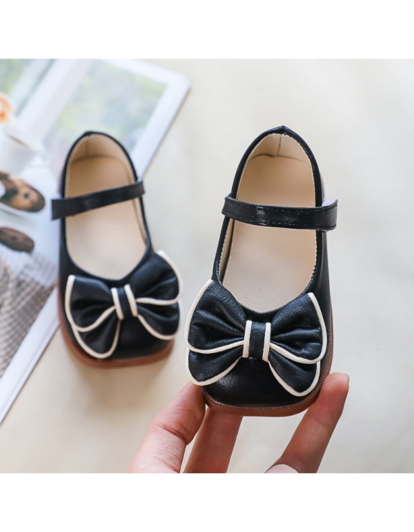 Girls' small leather shoes spring 2022 new princess shoes women's treasure children's shoes soft soled children's shoes spring and autumn single shoes black 