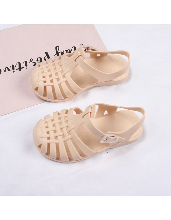 Heli shark new fashion solid color buckle hollowed out cool children's shoes flat bottom leisure daily wear male and female baby sandals 