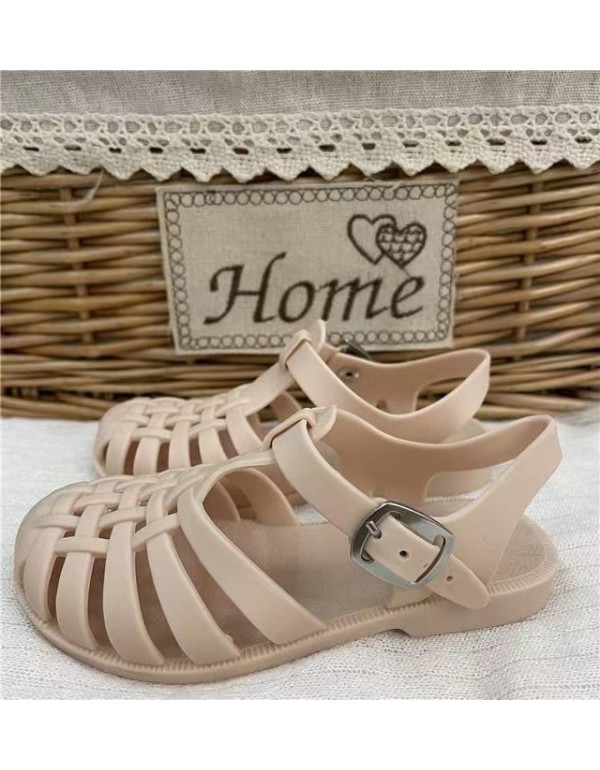 Girls' sandals 2022 new jelly shoes casual children's shoes baby sandals children's Baotou soft soled Roman children's shoes 