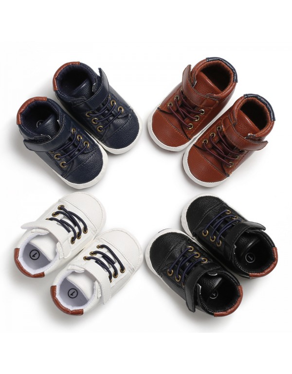0-1-year-old four seasons baby shoes men's baby soft bottom anti-skid medium high top casual walking shoes support one hair substitute 