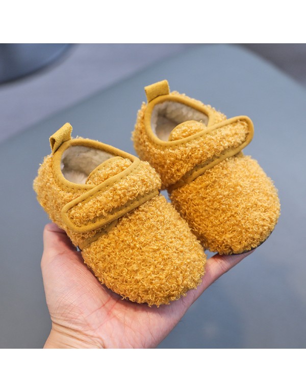 Winter children's shoes baby walking shoes with plush soft sole boys and girls' indoor shoes children's bag heel cotton mop infant home 