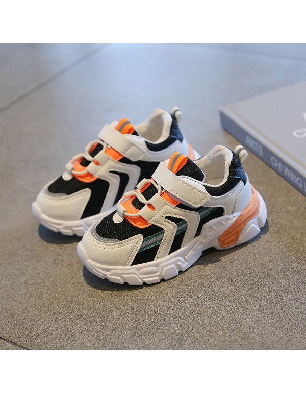 2021 spring new children's sports shoes Korean boys' and girls' leisure mesh running shoes baby soft soled walking shoes 