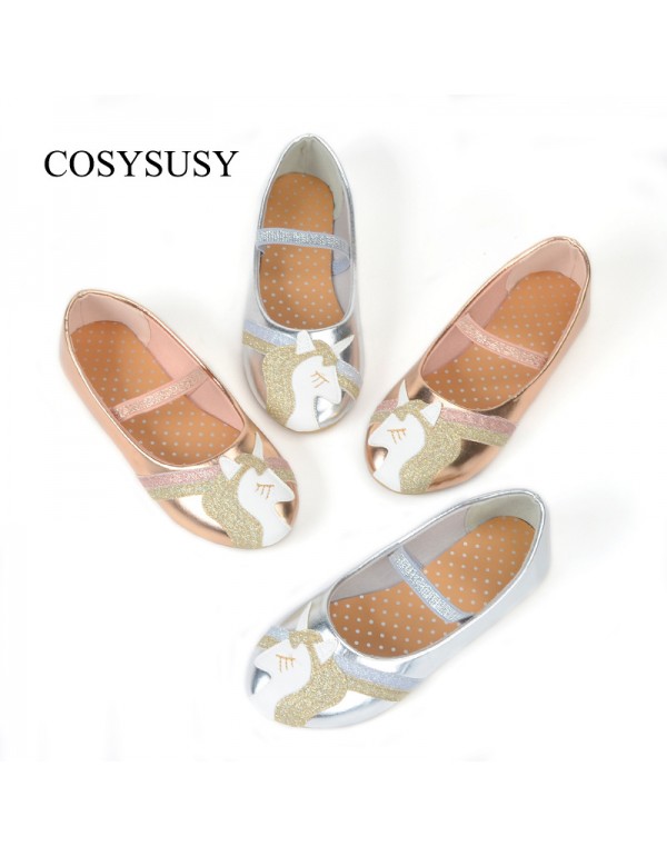 Processing customized pony children's single shoes Korean round head flat bottom Doudou shoes Korean casual princess shoes 