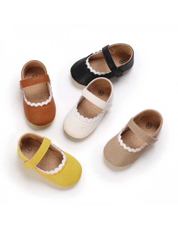 Spring and autumn 0-1 year old girl baby cute princess Velcro anti slip soft sole 3-6-12 month toddler shoes 