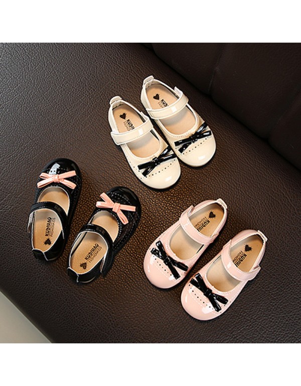Girls bow single shoes princess shoes soft soled l...