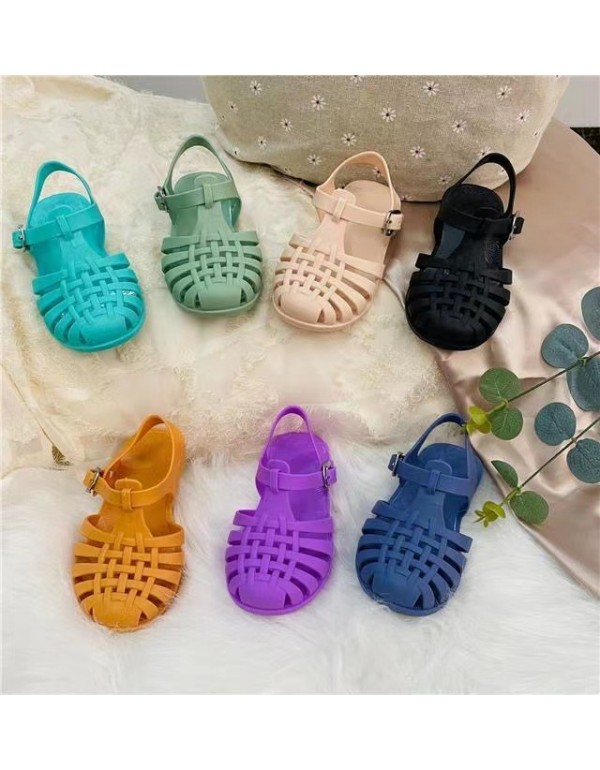 Girls' sandals 2022 new jelly shoes casual children's shoes baby sandals children's Baotou soft soled Roman children's shoes 