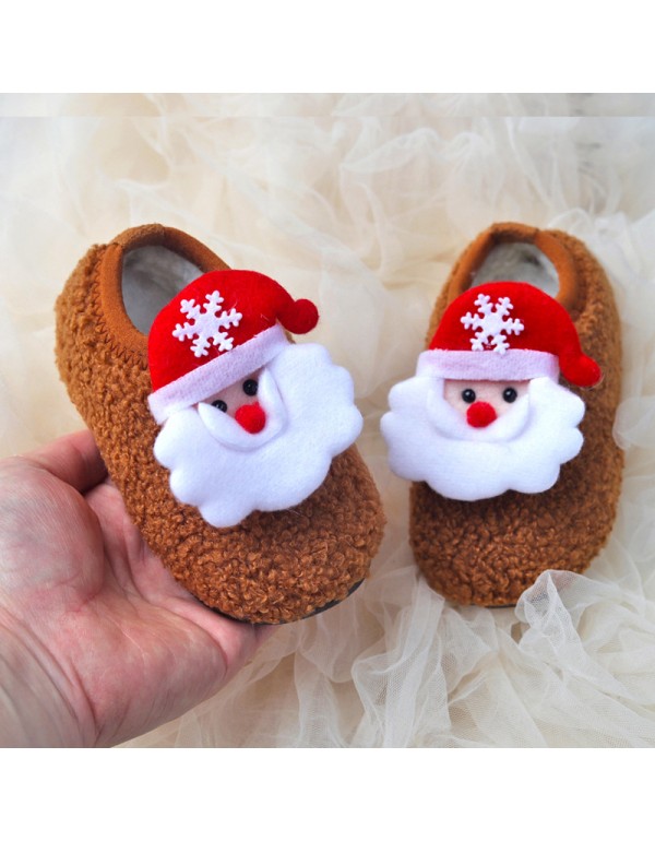 Winter children's shoes baby walking shoes with plush soft sole boys and girls' indoor shoes children's bag heel cotton mop infant home 