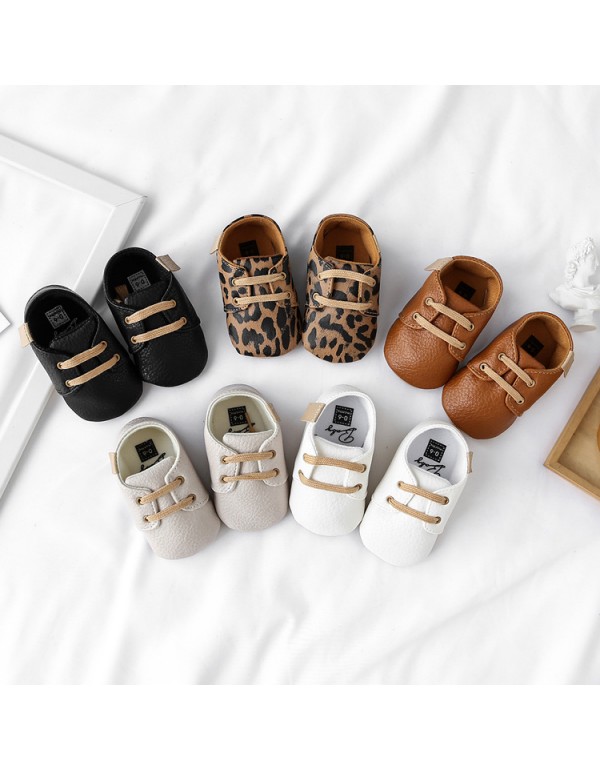 Baby shoes 0-1 year old non slip walking shoes sports leisure sole baby shoes soft film sole spring and autumn small leather shoes 