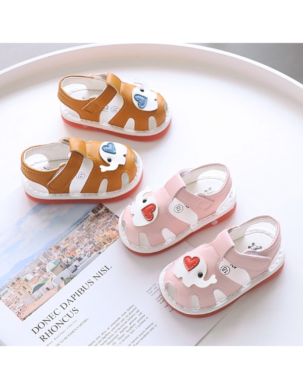 2022 summer new boys' Baotou whistle children's baby sandals 0-1-2 years old leather baby shoes 2206 