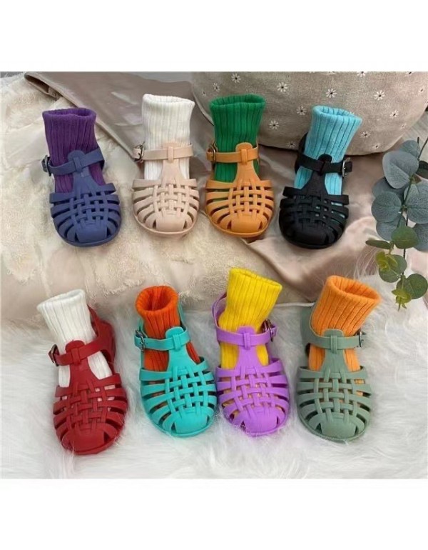 Girls' sandals 2022 new jelly shoes casual children's shoes baby sandals children's Baotou soft soled Roman children's shoes 