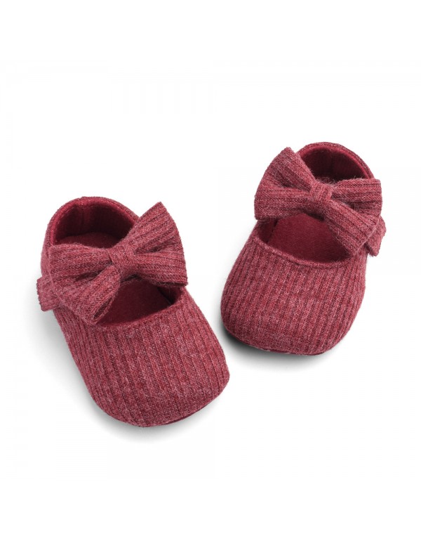 Four seasons hot selling wool bow princess shoes female baby soft soled walking shoes baby shoes g016 