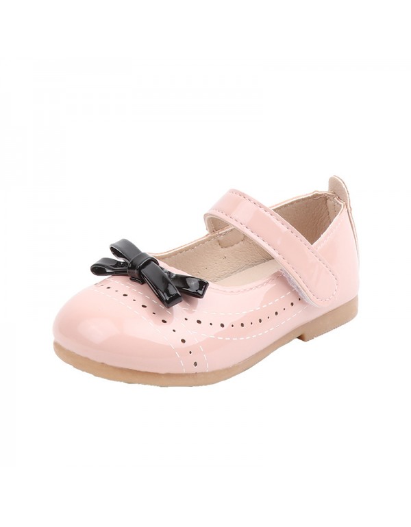 Girls bow single shoes princess shoes soft soled leather shoes 2020 spring style foreign style little girls leather shoes toddler shoes wholesale 