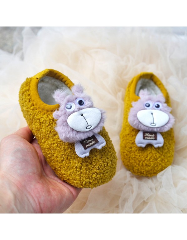 Winter children's shoes baby walking shoes with plush soft sole boys and girls' indoor shoes children's bag heel cotton mop infant home 