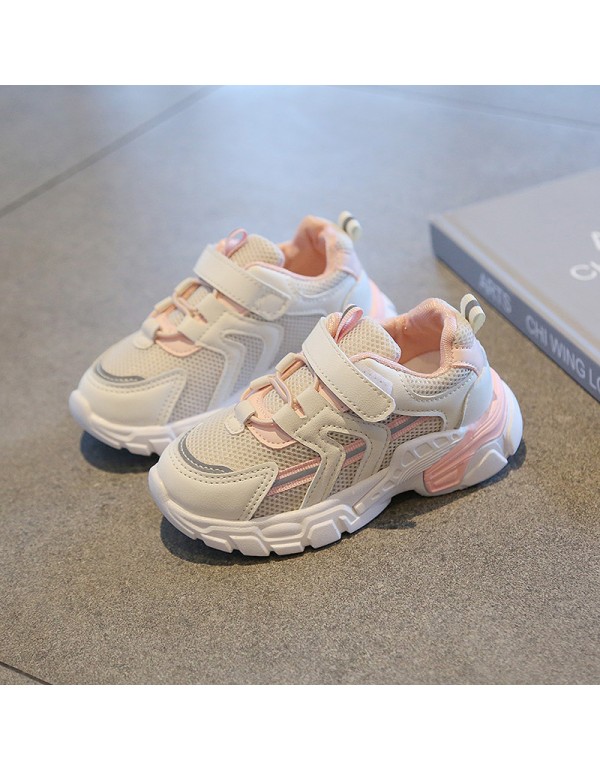 2021 spring new children's sports shoes Korean boys' and girls' leisure mesh running shoes baby soft soled walking shoes 