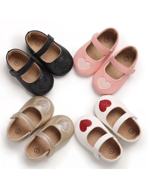 Spring and autumn 0-1-year-old girl baby princess love Han Fan anti-skid soft bottom grinding Baotou 0-6-12 months toddler shoes 