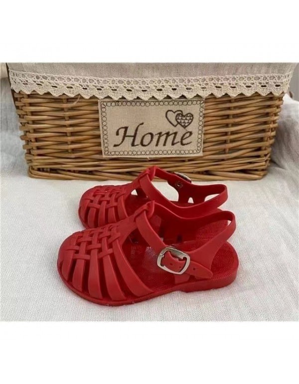 Girls' sandals 2022 new jelly shoes casual children's shoes baby sandals children's Baotou soft soled Roman children's shoes 