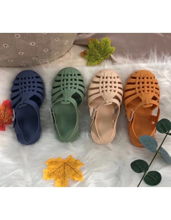 Girls' sandals 2022 new jelly shoes casual children's shoes baby sandals children's Baotou soft soled Roman children's shoes 