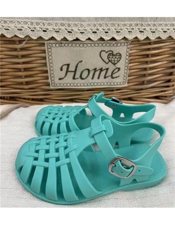 Girls' sandals 2022 new jelly shoes casual children's shoes baby sandals children's Baotou soft soled Roman children's shoes 