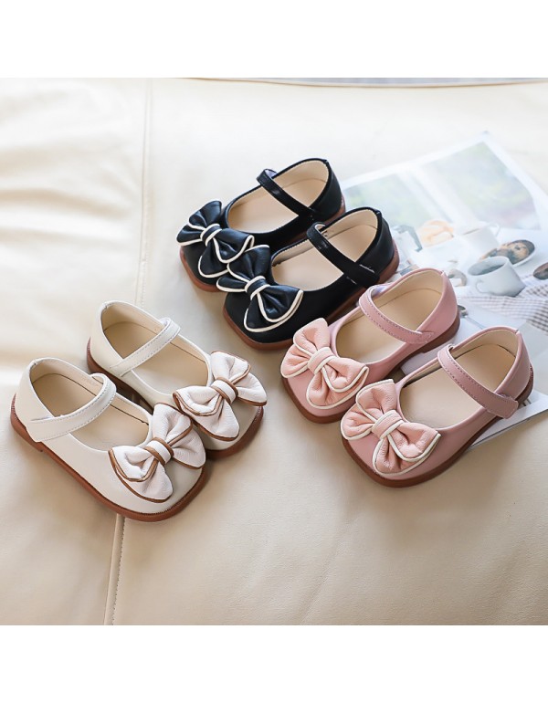 Girls' small leather shoes spring 2022 new princess shoes women's treasure children's shoes soft soled children's shoes spring and autumn single shoes black 