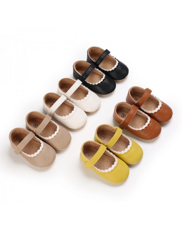 Spring and autumn 0-1 year old girl baby cute princess Velcro anti slip soft sole 3-6-12 month toddler shoes 