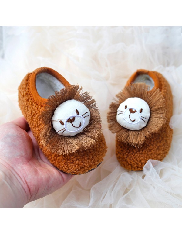 Winter children's shoes baby walking shoes with plush soft sole boys and girls' indoor shoes children's bag heel cotton mop infant home 