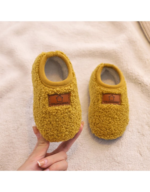 Winter children's shoes baby walking shoes with plush soft sole boys and girls' indoor shoes children's bag heel cotton mop infant home 