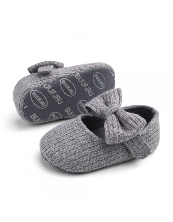 Four seasons hot selling wool bow princess shoes female baby soft soled walking shoes baby shoes g016 