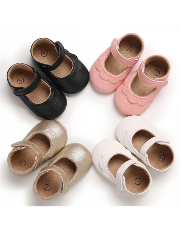 Spring and autumn style 0-1-year-old baby walking shoes soft soled baby shoes semi rubber soled princess shoes 