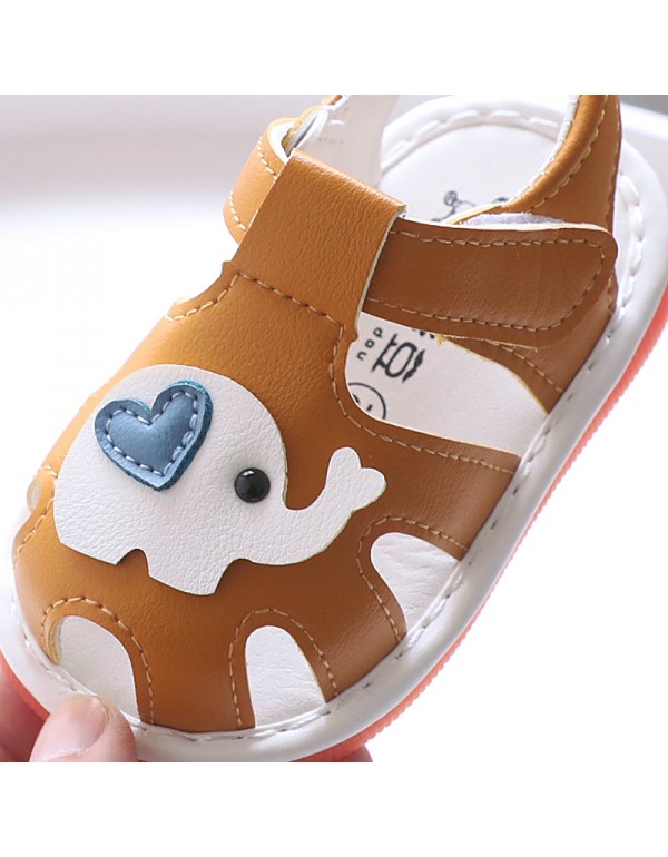 2022 summer new boys' Baotou whistle children's baby sandals 0-1-2 years old leather baby shoes 2206 