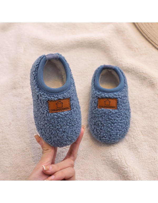 Winter children's shoes baby walking shoes with plush soft sole boys and girls' indoor shoes children's bag heel cotton mop infant home 