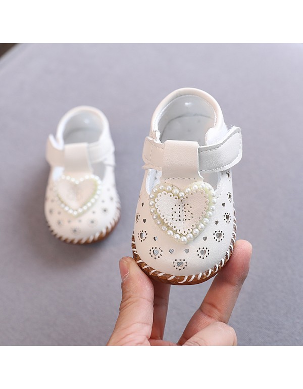 Girl baby sandals summer breathable baby princess shoes soft soled non slip leather shoes toddler shoes girl's spring and autumn single shoes 