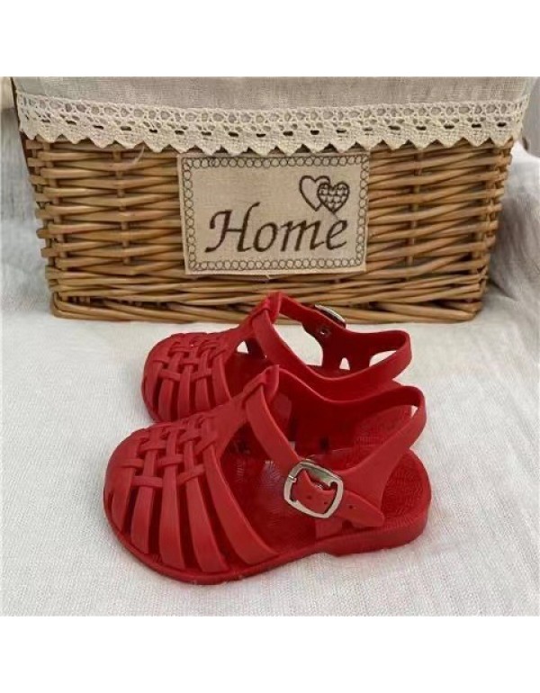 Girls' sandals 2022 new jelly shoes casual children's shoes baby sandals children's Baotou soft soled Roman children's shoes 