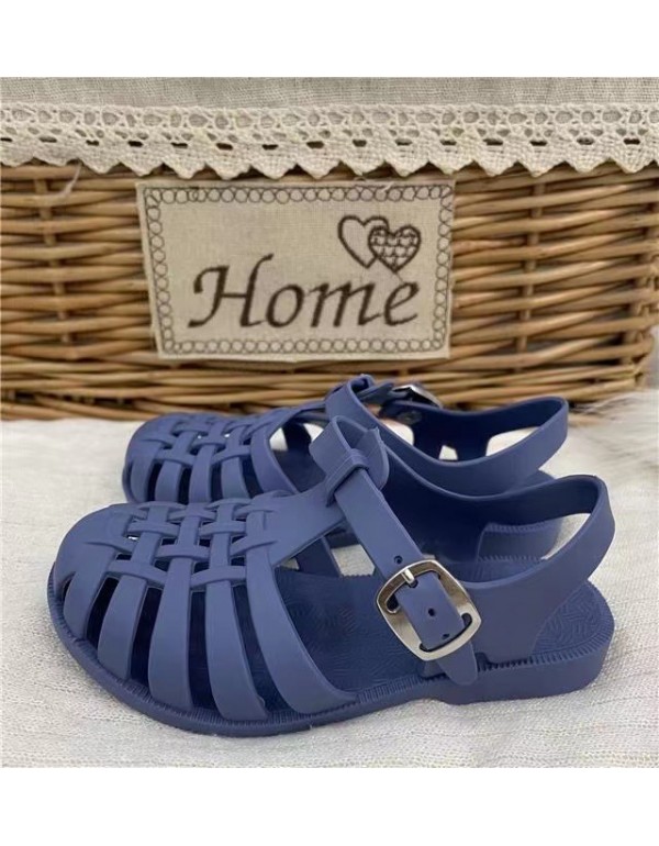 Girls' sandals 2022 new jelly shoes casual children's shoes baby sandals children's Baotou soft soled Roman children's shoes 