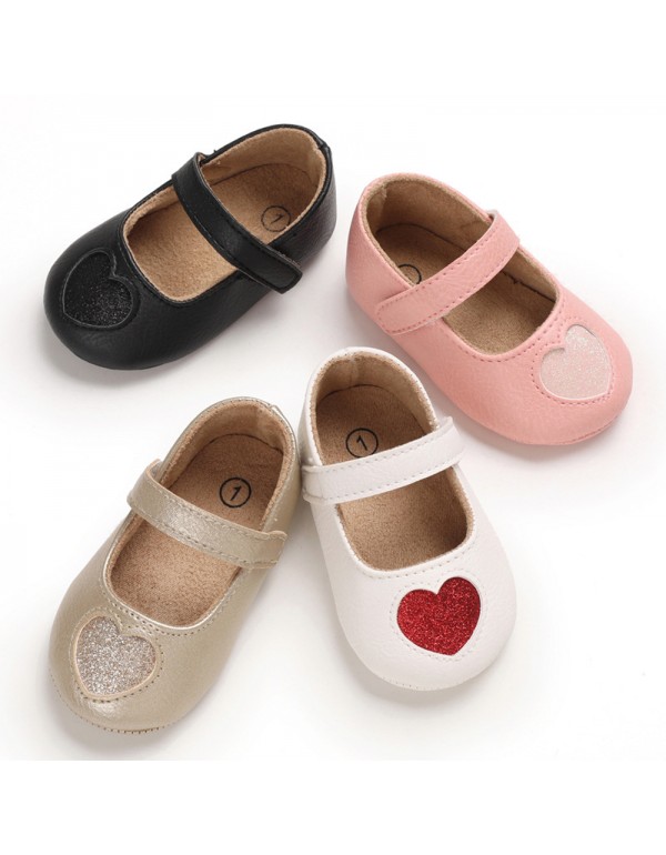 Spring and autumn 0-1-year-old girl baby princess love Han Fan anti-skid soft bottom grinding Baotou 0-6-12 months toddler shoes 