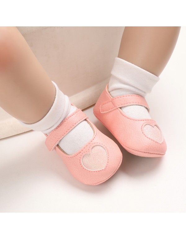 Spring and autumn 0-1-year-old girl baby princess love Han Fan anti-skid soft bottom grinding Baotou 0-6-12 months toddler shoes 