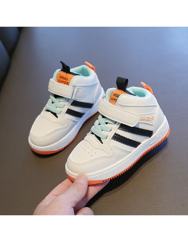 2022 spring and autumn new children's sports shoes men's and women's small white shoes middle and small children's high top board shoes leisure baby shoes