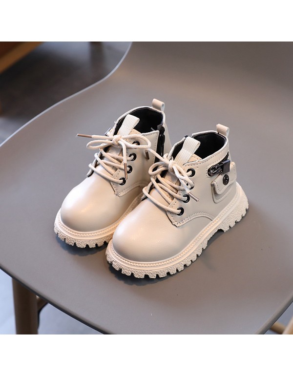 Autumn new Korean children's Boots Men's and women's baby small leather bag children's shoes British style children's short boots Martin boots foreign trade
