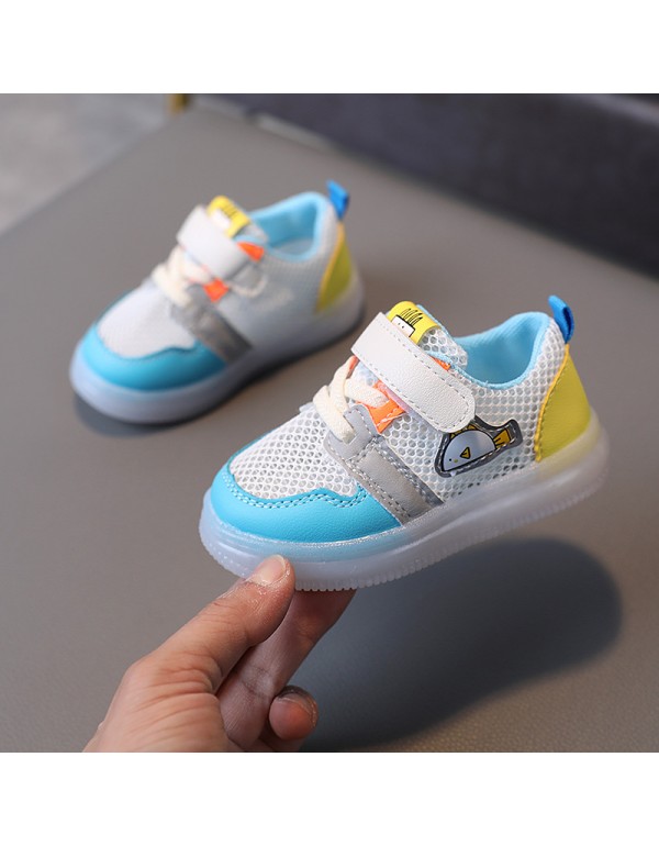 Children's walking shoes 2021 summer new breathable single mesh hollow out sports shoes soft sole for 0-3-year-old boys and girls