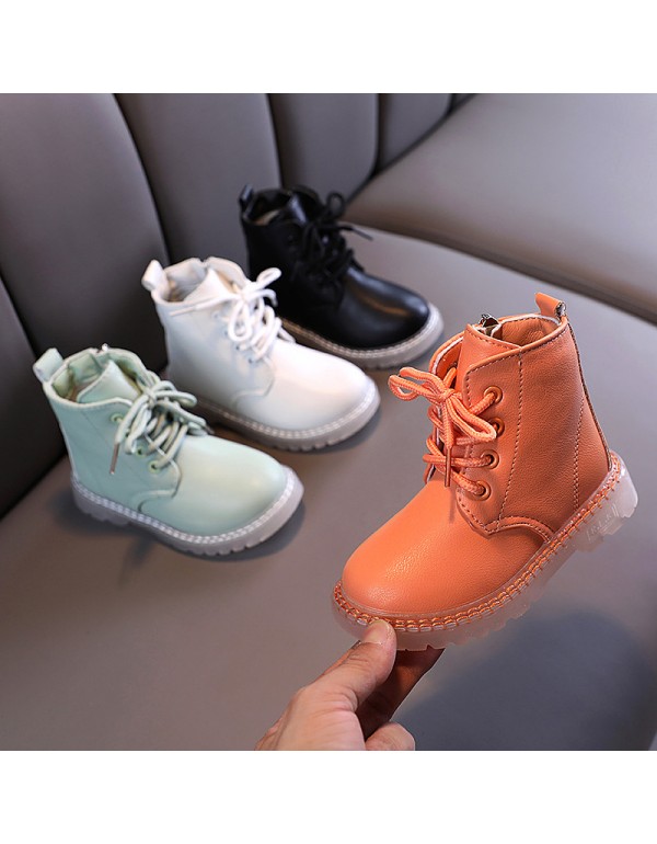 Children's Martin boots 2020 autumn new British style boys' motorcycle boots solid color Korean fashion girls' short boots