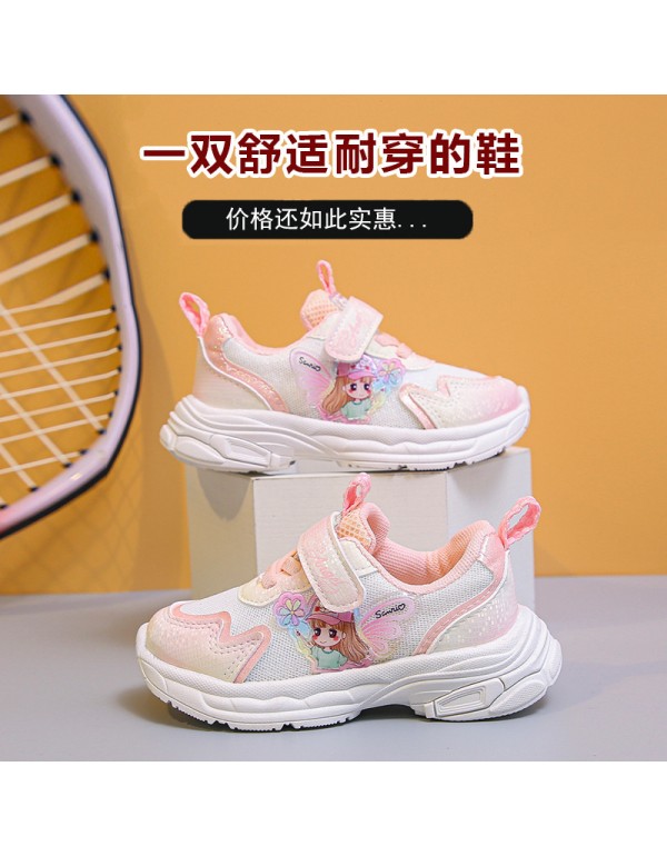 Girls' new 2022 spring and autumn children's sports shoes non slip soft sole mesh breathable casual baby girl's walking shoes