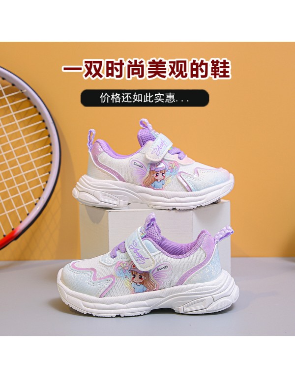 Girls' new 2022 spring and autumn children's sports shoes non slip soft sole mesh breathable casual baby girl's walking shoes
